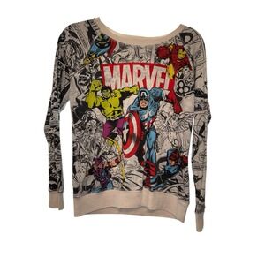 Marvel Heroes Comic Reversible Pullover Top - Long Sleeve Medium All Over Print